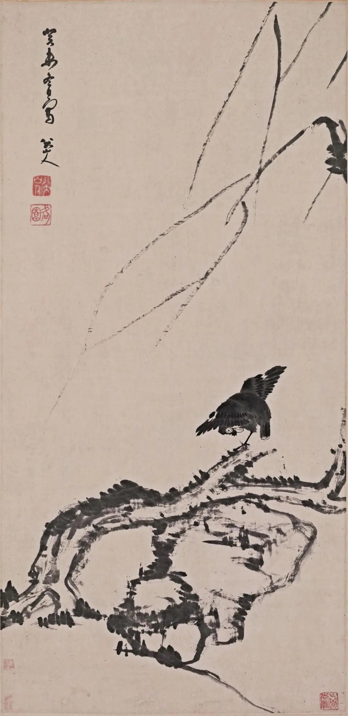 杨柳浴禽图