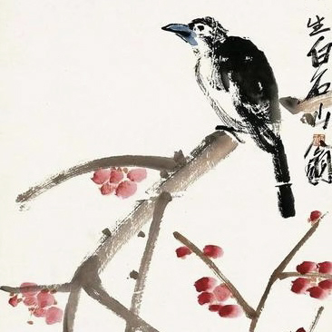 【红梅寒雀图】