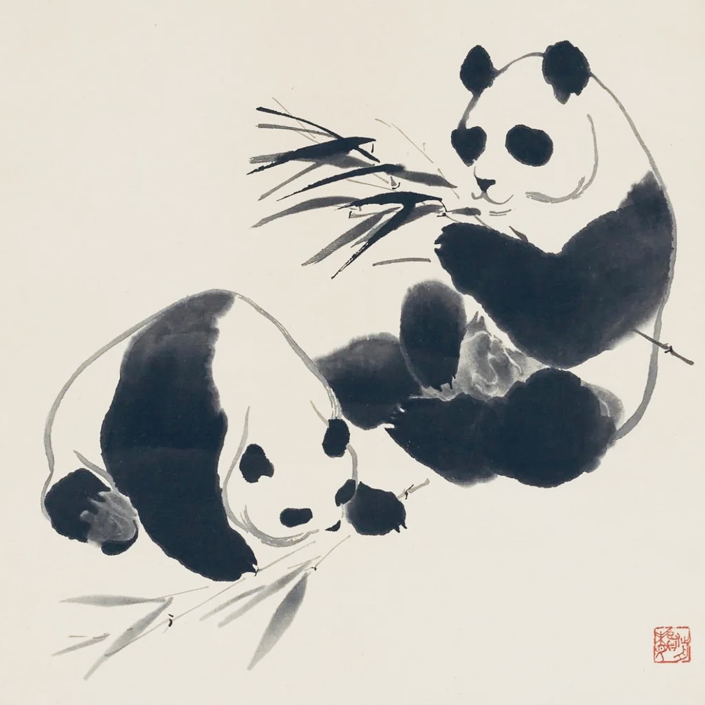 【双熊猫图】