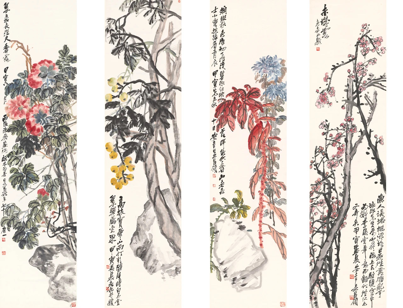 【春夏秋冬四条屏】