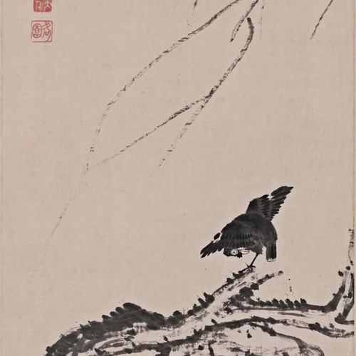 杨柳浴禽图